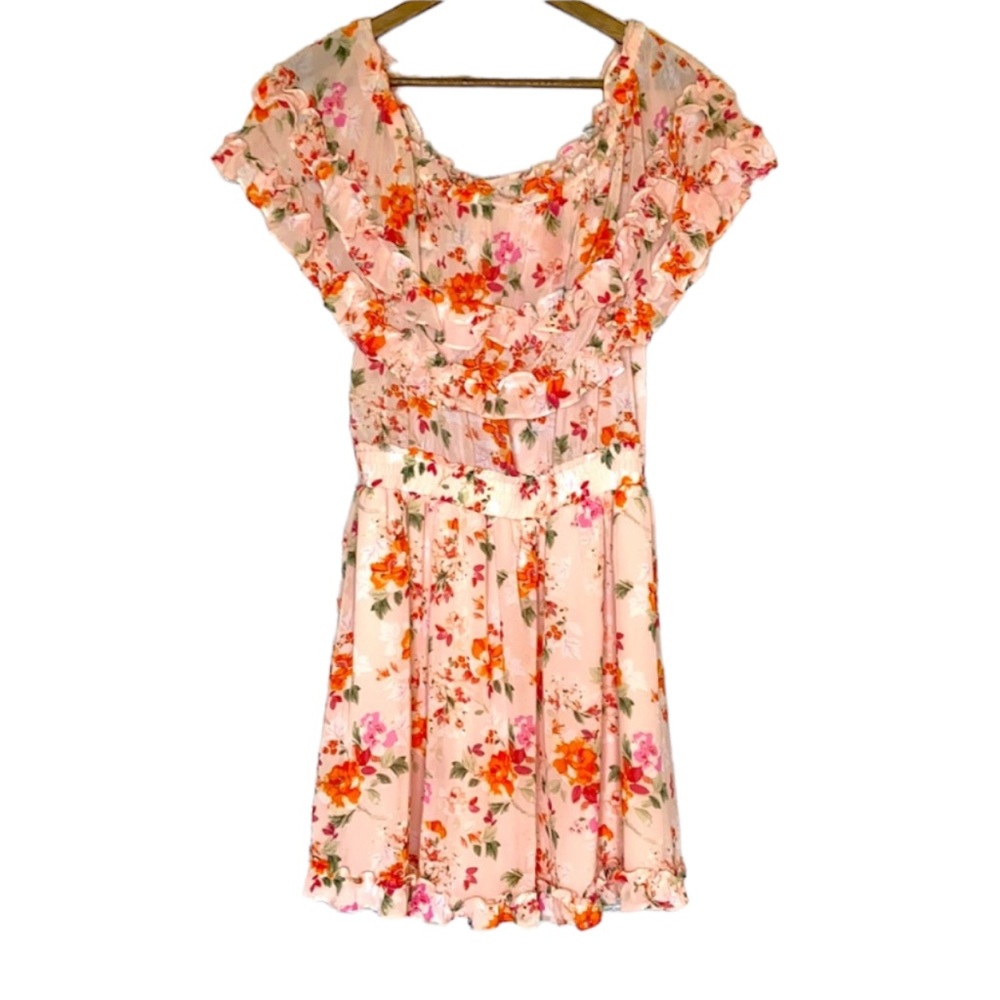 Floral Off the Shoulder Ruffle Tank Dress